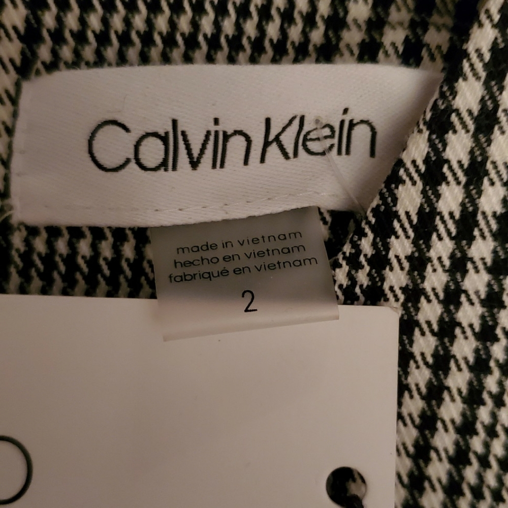 CALVIN KLEIN Ruffled Houndstooth Dress size 2 - Picture 3 of 6